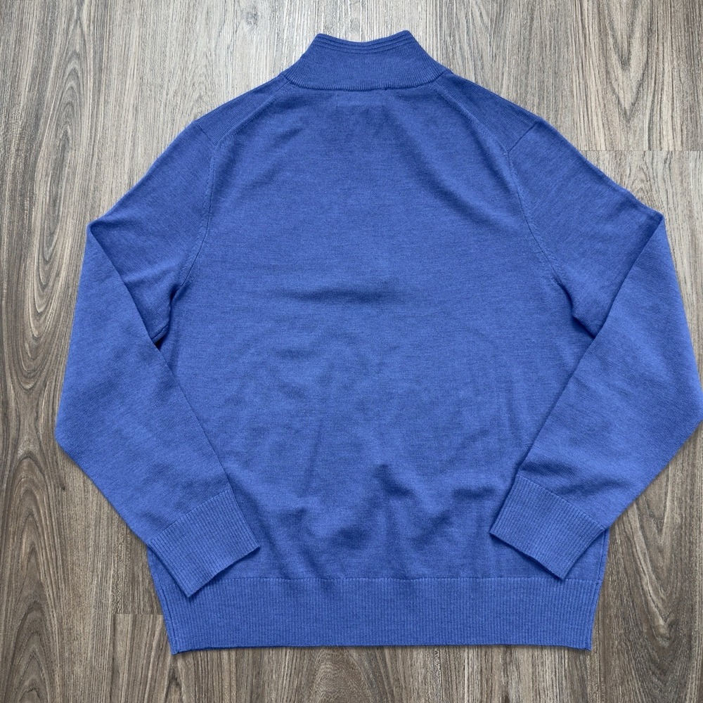 Banana Republic 1/4 Zip Sweater Blue Men's Xl Extra Fine Merino Wool - Picture 3 of 8